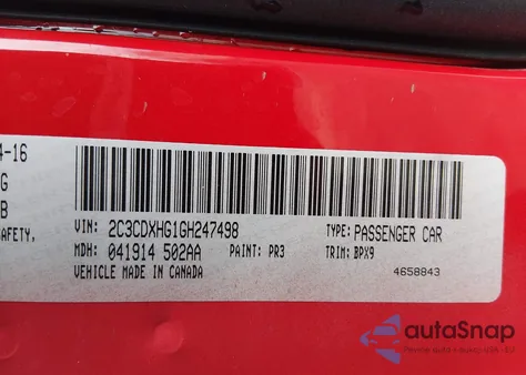 2016 Dodge Charger Sxt z USA, uszkodzony, nr VIN 2C3CDXHG1GH247498